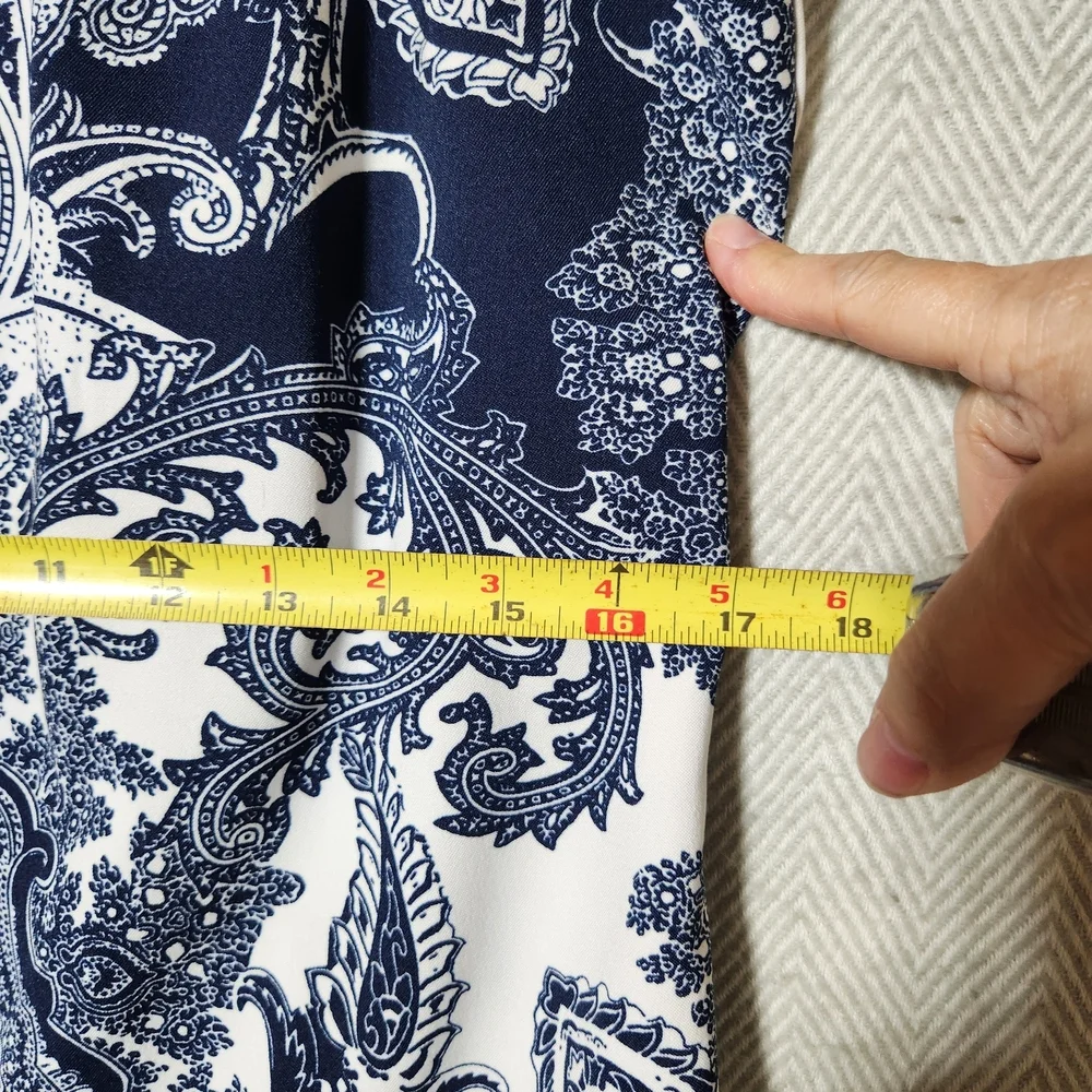 Perceptions New York Size 10 Elegant Navy and White Paisley Mini Dress - Picture 6 of 11